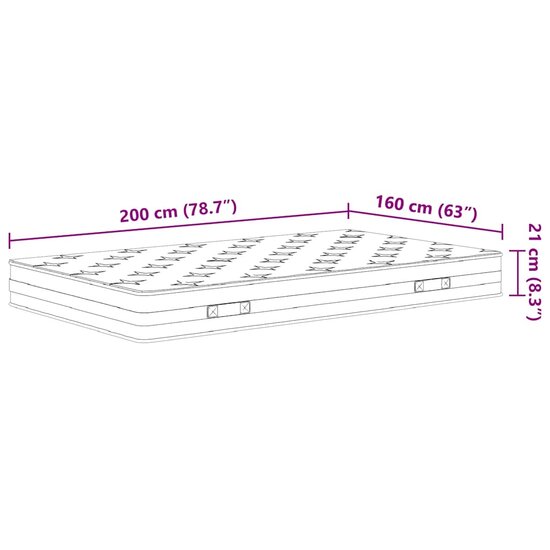 Binnenveringmatras Middelhard 160 x 200 cm