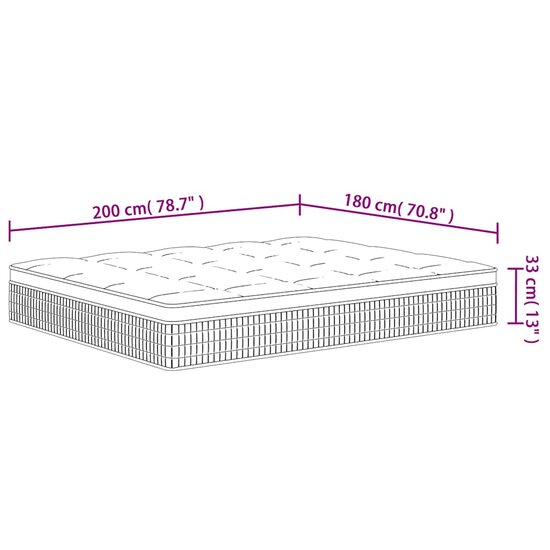 Pocketveringmatras Middelhard-Plus 180 x 200 cm