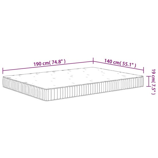 Pocketveringmatras middelhard 140x190 cm
