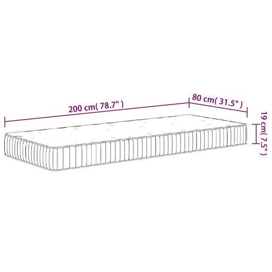 Pocketveringmatras middelhard 80x200 cm