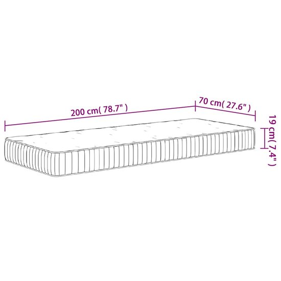 Pocketveringmatras middelhard 70x200 cm