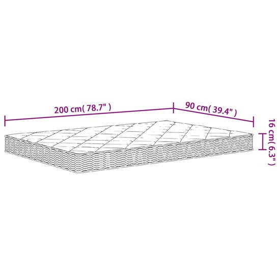 Schuimmatras middelzacht 90x200 cm