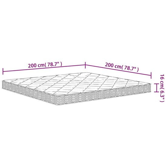 Schuimmatras middelzacht 200x200 cm