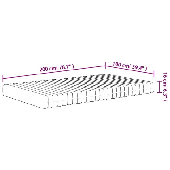 Schuimmatras middelzacht 100x200 cm