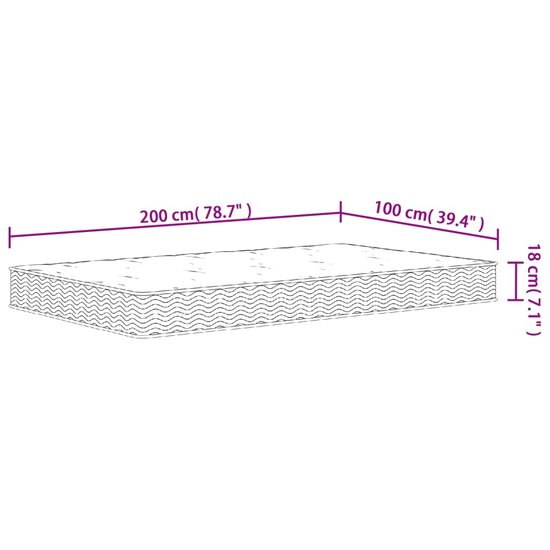 Binnenveringmatras middelhard 100x200 cm