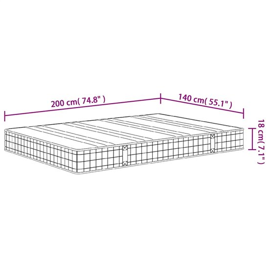 Binnenveringmatras middelhard 140x200 cm