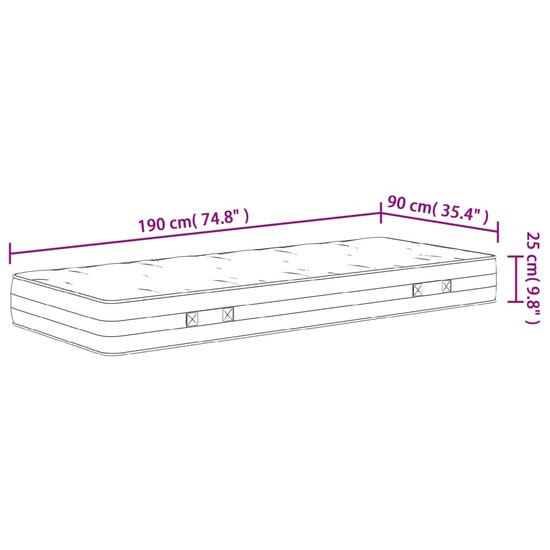 Pocketveringmatras middelhard-hard 90x190 cm Single Size