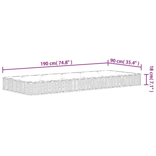 Binnenveringmatras middelhard 90x190 cm Single Size