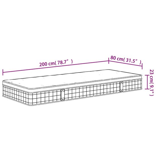 Binnenveringmatras middelhard 80x200 cm