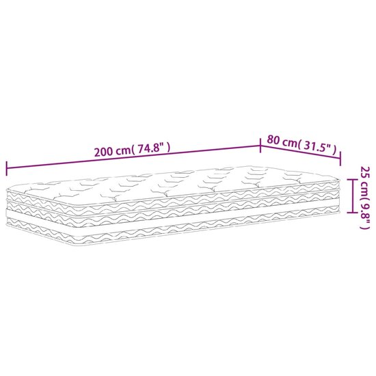 Pocketveringmatras middelhard 80x200 cm