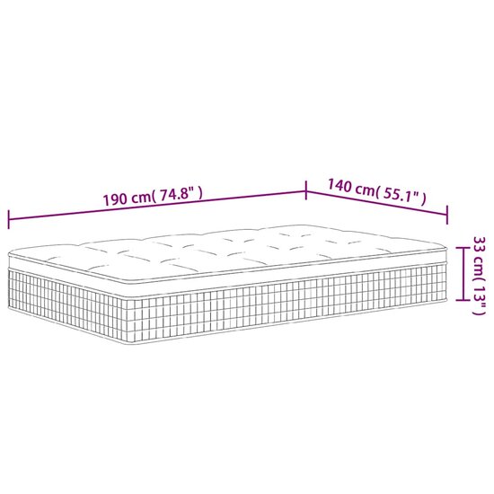 Pocketveringmatras middelhard-plus 140x190 cm