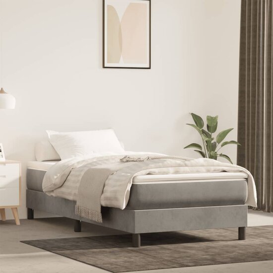 Pocketveringmatras 120X190X20 Cm Fluweel Lichtgrijs 120 x 190 cm