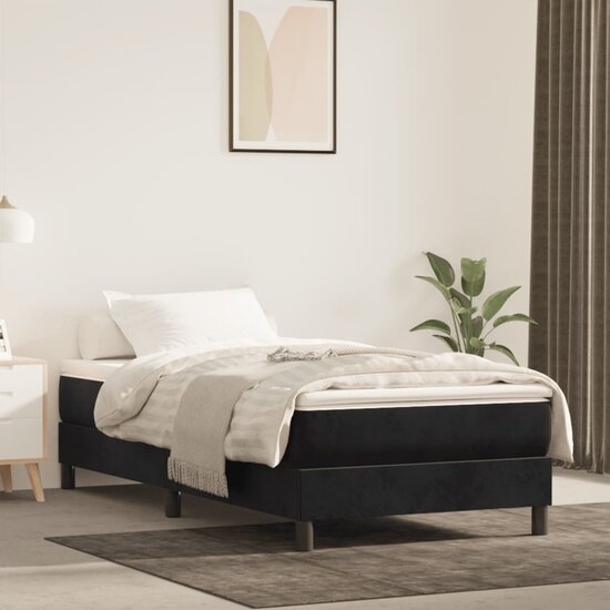 Pocketveringmatras 120X190X20 Cm Fluweel Zwart 120 x 190 cm