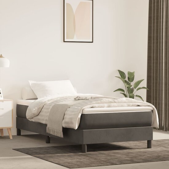 Pocketveringmatras 120X190X20 Cm Fluweel Donkergrijs 120 x 190 cm