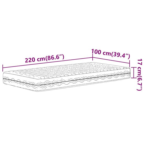 Schuimmatras Hardheid H2 H3 Wit 100 x 220 cm