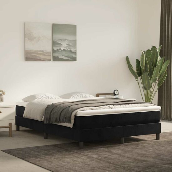 Pocketveringmatras 120X210X20 Cm Fluweel Zwart 120 x 210 cm