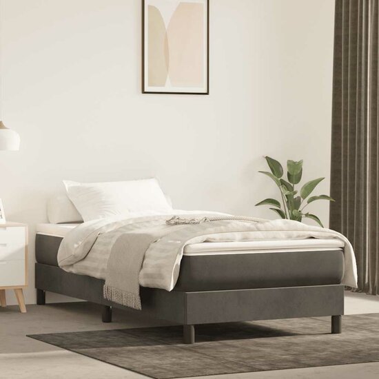 Pocketveringmatras 80X210X20 Cm Fluweel Donkergrijs 80 x 210 cm