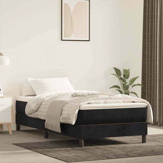 Pocketveringmatras 100X210X20 Cm Fluweel Zwart 100 x 210 cm