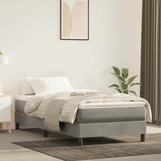 Pocketveringmatras 80X210X20 Cm Fluweel Lichtgrijs 80 x 210 cm
