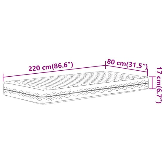 Schuimmatras Hardheid H2 H3 Wit 80 x 220 cm