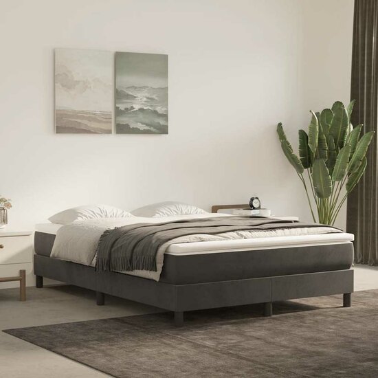 Pocketveringmatras 120X210X20 Cm Fluweel Donkergrijs 120 x 210 cm