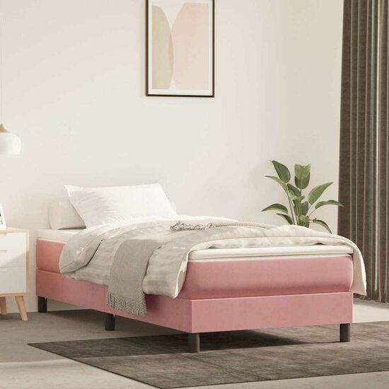 Pocketveringmatras 80X210X20 Cm Fluweel Roze 80 x 210 cm