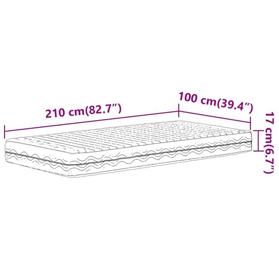 Schuimmatras hardheid H2 H3 100x210 cm wit