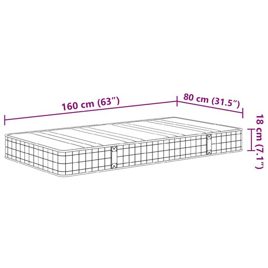 Binnenveringsmatras Voor Kinderen Middelhard 80 x 160 cm