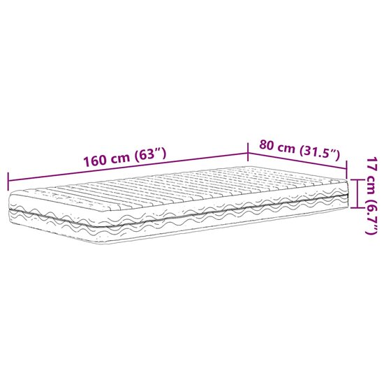 Schuimmatras Voor Kinderen Hardheid H2 H3 Wit 80 x 160 cm
