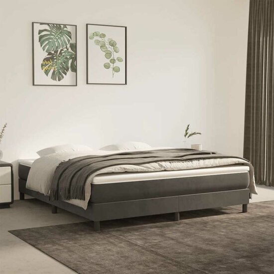 Pocketveringmatras 160X210X20 Cm Fluweel Donkergrijs 160 x 210 cm