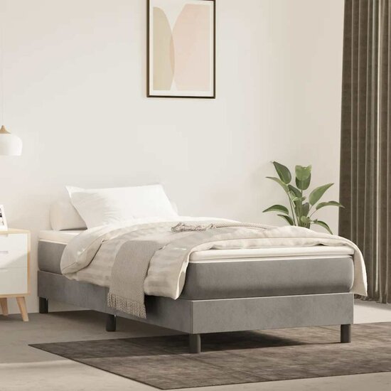 Pocketveringmatras 80X220X20 Cm Fluweel Lichtgrijs 80 x 220 cm