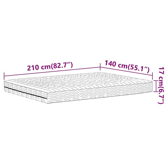 Schuimmatras Hardheid H2 H3 Wit 140 x 210 cm