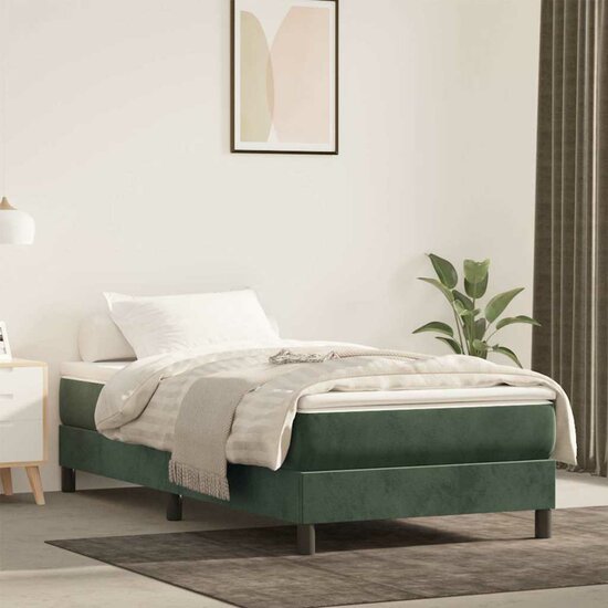 Pocketveringmatras 90X220X20 Cm Fluweel Donkergroen 90 x 220 cm