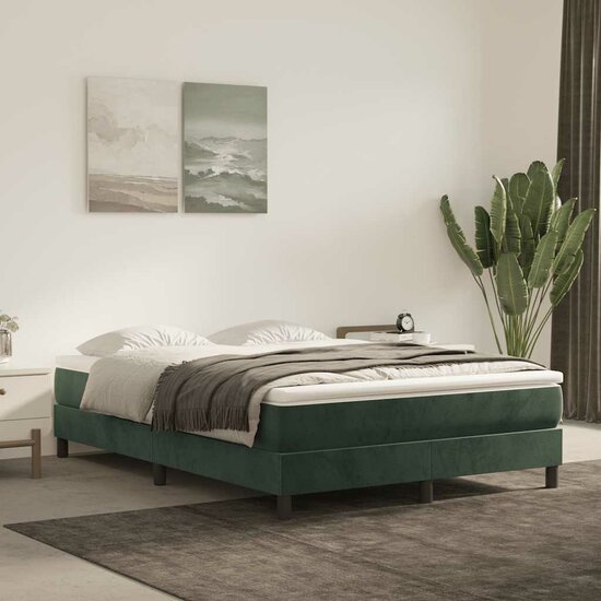 Pocketveringmatras 140X210X20 Cm Fluweel Donkergroen 140 x 210 cm