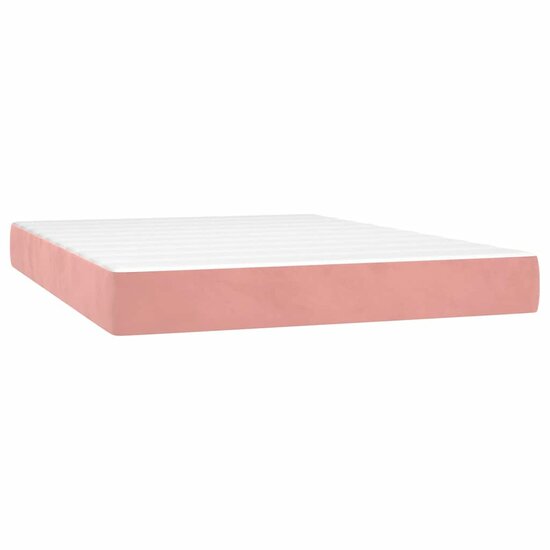 Pocketveringmatras 140X210X20 Cm Fluweel Roze 140 x 210 cm