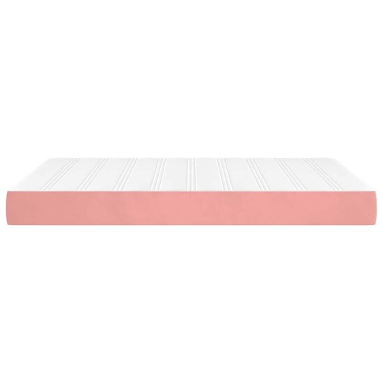 Pocketveringmatras 140X210X20 Cm Fluweel Roze 140 x 210 cm