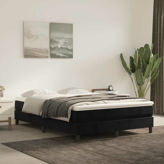 Pocketveringmatras 140X210X20 Cm Fluweel Zwart 140 x 210 cm