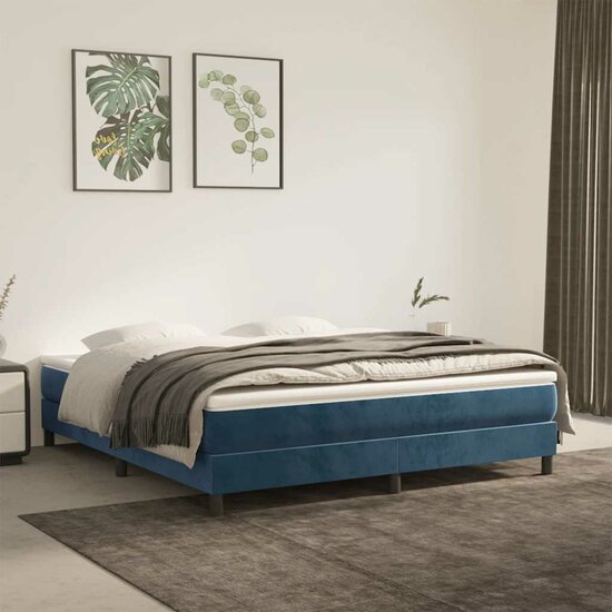 Pocketveringmatras 160X210X20 Cm Fluweel Donkerblauw 160 x 210 cm