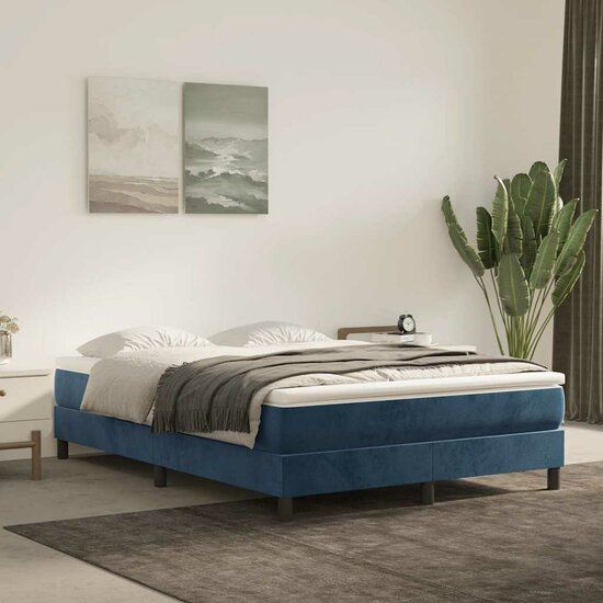 Pocketveringmatras 140X210X20 Cm Fluweel Donkerblauw 140 x 210 cm