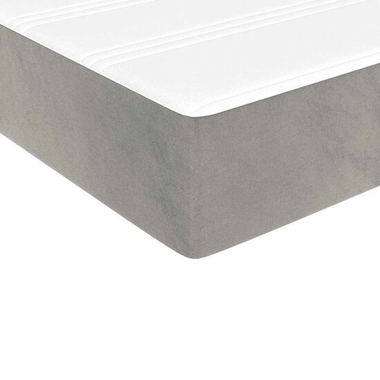 Pocketveringmatras 90X220X20 Cm Fluweel Lichtgrijs 90 x 220 cm