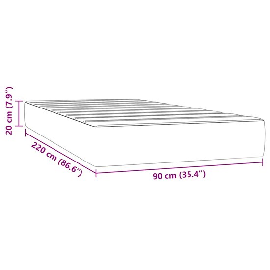 Pocketveringmatras 90X220X20 Cm Fluweel Lichtgrijs 90 x 220 cm