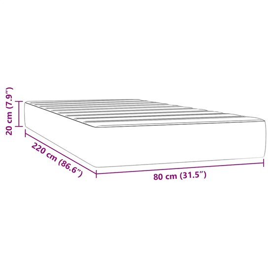 Pocketveringmatras 80x220x20 cm fluweel donkergrijs