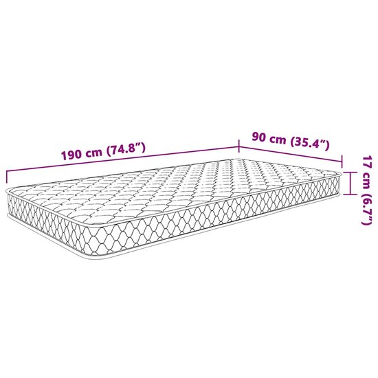 Traagschuimmatras 90X190X17 Cm Wit 90 x 190 cm