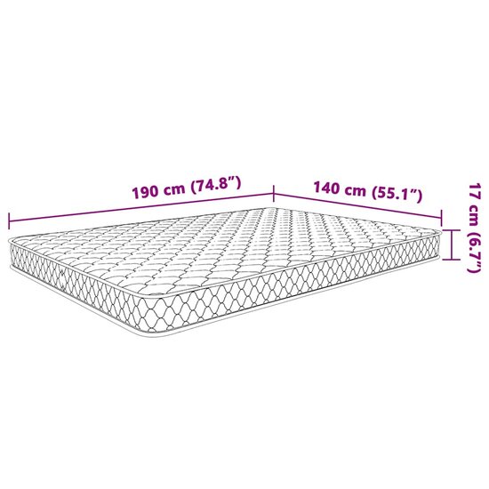 Traagschuimmatras 140X190X17 Cm Wit 140 x 190 cm