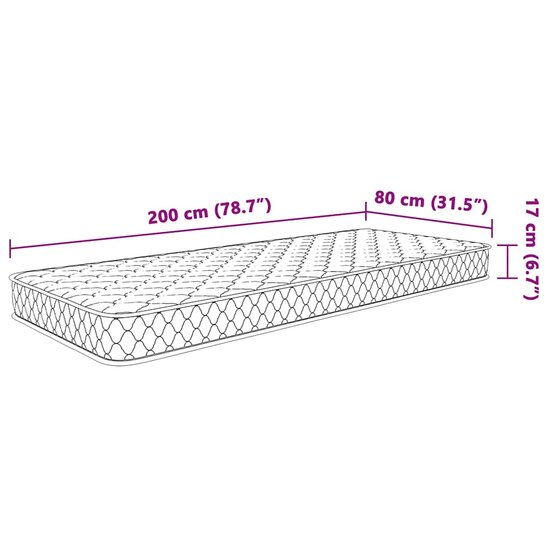 Traagschuimmatras 80X200X17 Cm Wit 80 x 200 cm