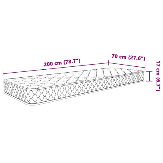 Traagschuimmatras 70X200X17 Cm Wit 70 x 200 cm
