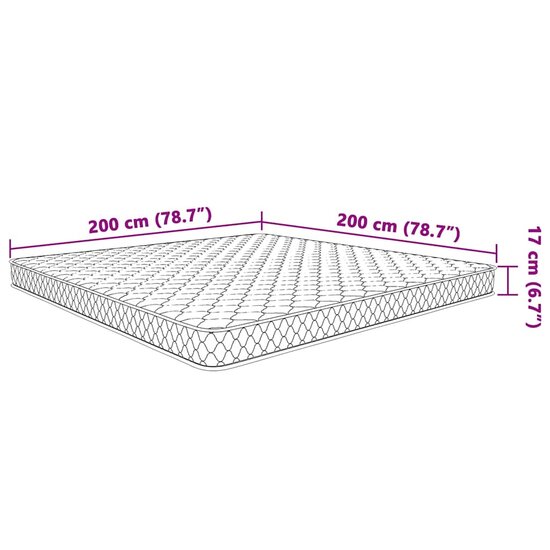 Traagschuimmatras 200X200X17 Cm Wit 200 x 200 cm