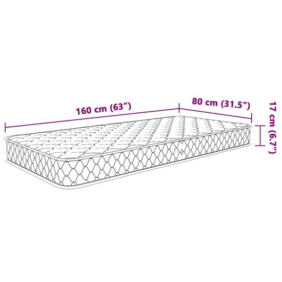 Traagschuimmatras 80X160X17 Cm Wit 80 x 160 cm