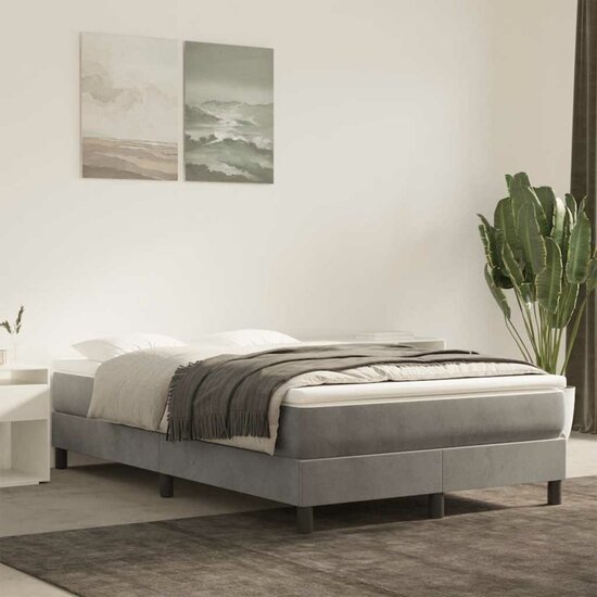 Pocketveringmatras 120X220X20 Cm Fluweel Lichtgrijs 120 x 220 cm