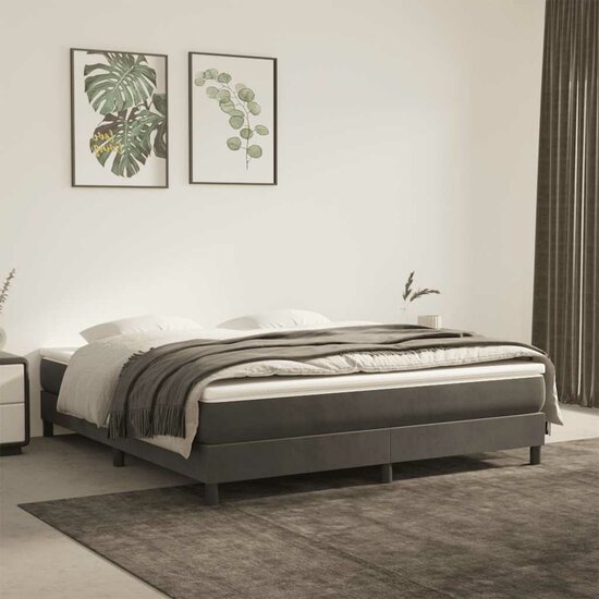 Pocketveringmatras 160X220X20 Cm Fluweel Donkergrijs 160 x 220 cm